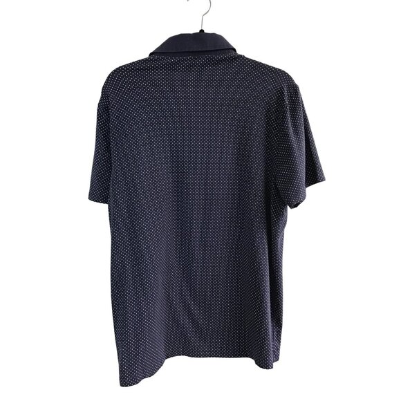 EXPRESS- MENS NAVY W/ WHITE DOTS SHORT SLEEVE POLO SHIRT SIZE LARGE - Picture 2 of 7